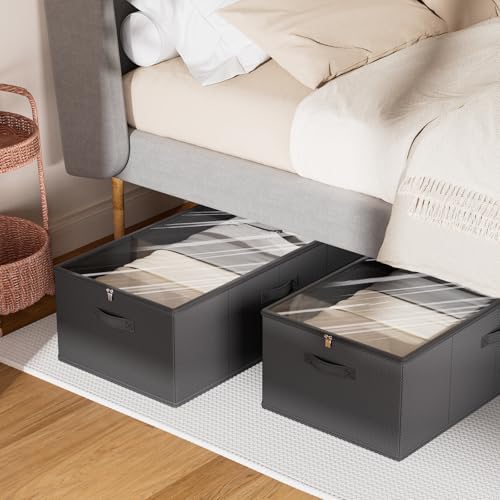 10inch 3 Pack Under Bed Storage Containers, 10 Inch Tall Underbed Clothes Storage Organizer Bin with Clear Window，Foldable Box Basket for Clothes, Closet, Bed Sheets and Blankets Black - Image 6