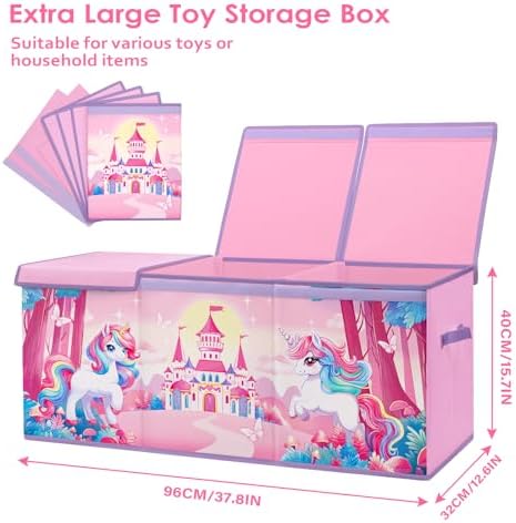 decalsweet Large Toy Box Collapsible Chest Organizer with Flip Lid for Kids - Image 2