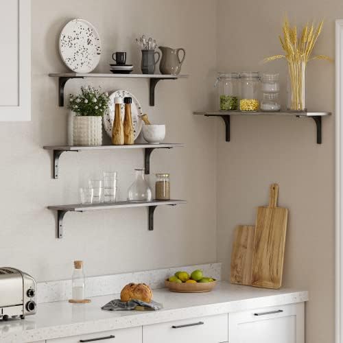 DINZI LVJ Long Wall Shelves, 31.5Inch Wooden Wall Mounted Shelves, Set of 2 - Image 5