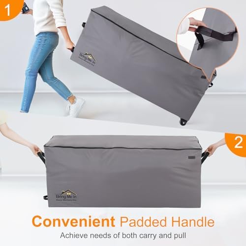 NettyPro Rolling Cushion Storage Bags with Wheel and Handle, Large Storage Container for Furniture Pillow Christmas Tree 7.5 Ft, 50 x 15 x 25 Inch, Grey - Image 4