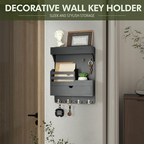 Rebee Vision Key Holder Wall Mount with 6 Key Hooks for Home Decor, Black - Image 4