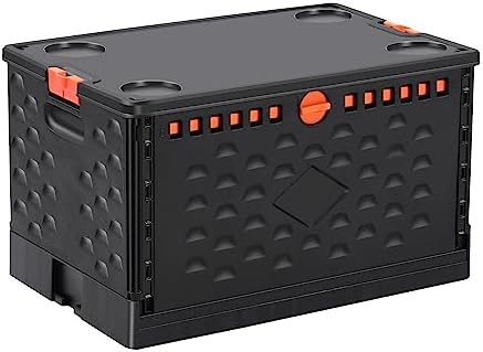 Collapsible Storage Bin with Lid Heavy Duty 16 Gallon Stackable Milk Crate by KUKTDUD