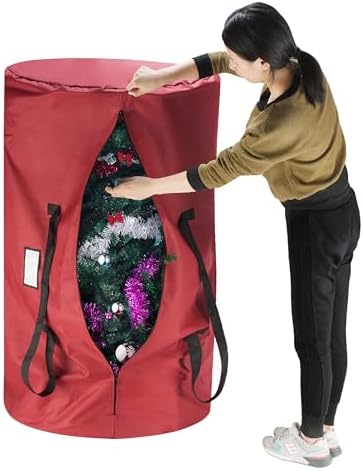 Christmas Tree Storage Bags- Set of 2- For 7.5-16 Ft Artificial Trees-Premium Canvas-Protect Holiday Decorations, Inflatables by Tiny Tim Totes (Red - Image 4