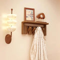 Wall Mounted Piano Key Hanger | Flip Style Hook | Entrance Wall Art Hook, Made of Oak Wood (3 Times Painted, 4 Times Polished) (Tray Walnut, 4Hooks) by FleiSleep