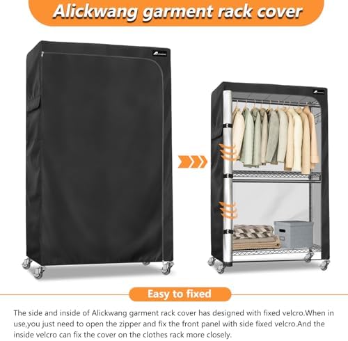 Garment Rack Cover,Heavy Duty 600D Dustproof Waterproof Clothing Rack Covers with Zipper - Clothing Rack Covers for 47.2"W x 17.7"D x 80.7"H Metal Racks （Cover Only) - Image 7
