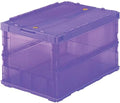 Trusco TSK-C50B-VI Thin Folding Container Scale, 16.9 gal (50 L) with Locking Lid, Purple, Transparent Purple, Storage Case Storage Box by Trusco