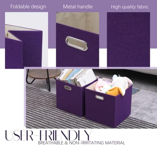 13x13x13 Inch Foldable Cube Storage Bins with Metal Handles, 4 Pack - Image 7