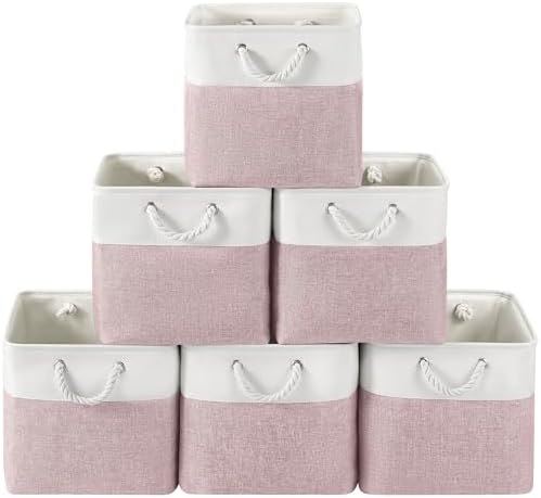 13x13 Inch Foldable Fabric Cube Storage Bins with Handles 6 Pack by VQRTEXAStorageBasket