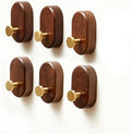 Wood Coat Hooks Wall Mount - Modern Walnut Coat Hook with Brass Accent for Hanging Clothes,Keys,Purse,Robes,Towel,Backpacks, Single Brass Wall Hooks Heavy Duty for Entryway, Closet, Bathroom (6 Pack) by Vinoil