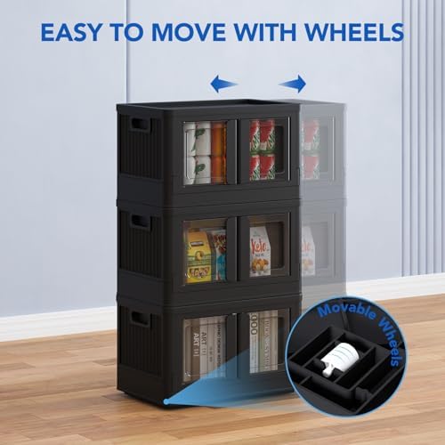 FLEXIMOUNTS 110 QT Stackable Plastic Storage Bins With Lids, Black - Image 6