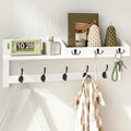 AMBIRD Wall Hooks with Shelf, 26.57 Inch Entryway Wood Coat Hooks for Wall, Coat Rack Wall Mount with 5 Dual Hooks 3 Key Hooks Mail Organizer and Key Rack Holder (White) by AMBIRD