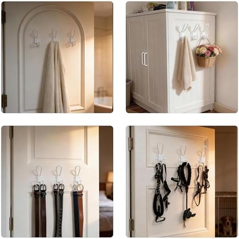 WEBI Coat Hooks Wall Mount,5 mm Thick,10 Large Triple Hooks,Heavy Duty Metal Backpack Wall Hooks for Hanging Clothes,Robe,Towel,Closet,Farmhouse,Mudroom,White - Image 5