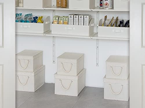 StorageWorks Storage Bins with Lids, Fabric Boxes for Closet, Slub White - Image 7