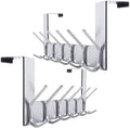 WEBI Over The Door Hooks Door Hanger:Over The Door Towel Rack with 6 Hooks for Hanging,Door Coat Hanger Towel Hanger Over Door Coat Rack for Towels,Clothes,Silver,2 Packs by WEBI