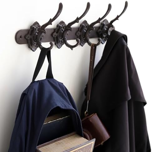 Cast Iron Wall Mounted Coat Hooks -Coat & Hat Organizer Hooks for Home Entryway 4 Hooks - Image 4