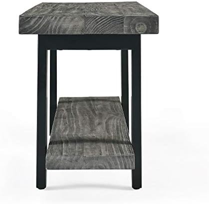 Pomona Solid Wood Entryway Bench with Shoe Rack, Slate Grey, 48 Inch - Image 4