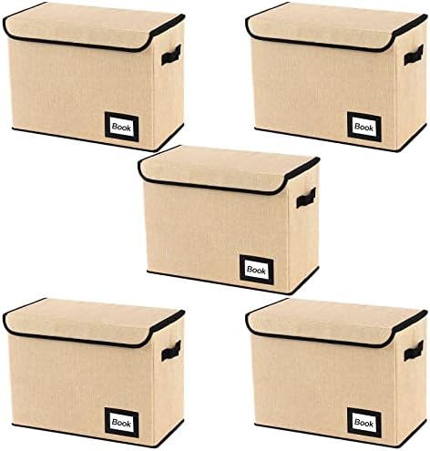 5 Pack Comic Book Storage Boxes, 15.8" X 7.8" X 11.8", Collapsible Comic Short Box, Holds 160-180 Collection Comic Book Container Holder Shelf Protector Organizer Bin (Yellow) by YNSZAS