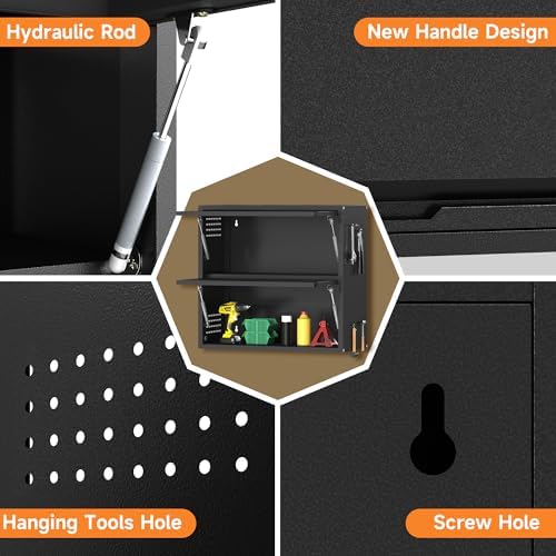 2 Door Garage Wall Cabinet with Up-Flip Door, 25.6" H Metal Wall Cabinet - Image 5