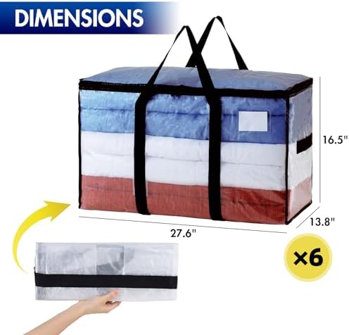 TAILI 6 Pack Clear Extra Large Moving Bags,Storage Bag with Visible Window - Image 3