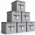 6 Pack Fabric Closet Storage Bins with Lids, 15×10×10 in, Gray by Unknown