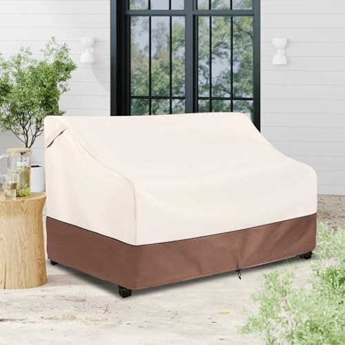 Okcool 3-Seater Outdoor Couch and Patio Furniture Cover,Outdoor Sofa Cover Heavy Duty Fits up to 76W x 32.5D x 33H inches Beige&Brown ﻿ - Image 3