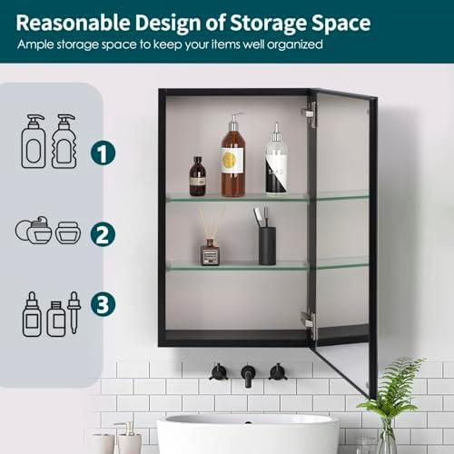 Movo 15 Inch x 24 Inch Medicine Cabinet with Mirror - Image 6