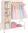 Univivi Kids Clothing Rack with Hanging Organizer, 43 Inch, Pink and Beige by Univivi
