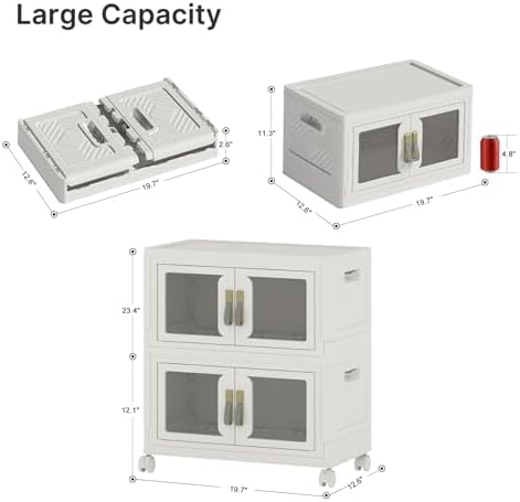 168QT Stackable Storage Bins with Lids, 42Gal Foldable Storage Cabinets - Image 2