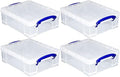 Really Useful Box 4 Pack Storage Bins, Clear Plastic Stackable Organizing Totes, 8.1 Liter by ReallyUsefulBox