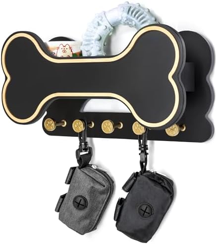 MTERSN Cute Dog Leash Holder for Wall for Dog Stuff Organizer, Black by MTERSN