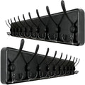 WEBI Coat Rack Wall Mount,38 9/16" Long,10 Tri Hooks for Hanging Coats,16" Hole to Hole,Wood Coat Hooks Wall Mounted,Wall Coat Hanger for Clothes,Jacket,Hats,Rustic Black,2 Packs by WEBI