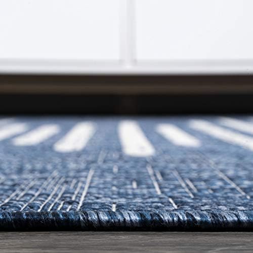 JONATHAN Y Stripe Geometric Indoor Outdoor Round Area Rug 5 Ft Blue/Ivory, Zolak Berber for Backyard, Patio, Porch, Easy-Cleaning, High Traffic, Pet-Friendly, Non-Shedding (SMB124C-5R) - Image 6