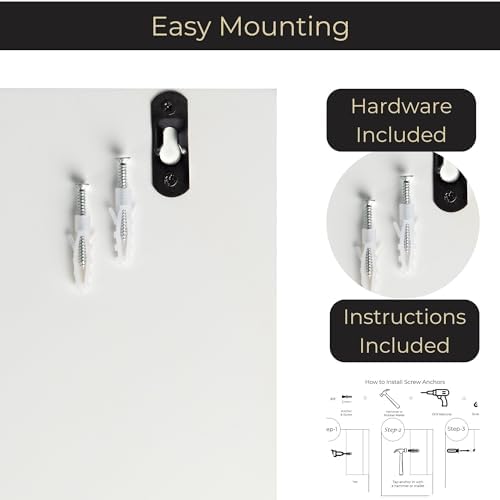 BLU MONACO | Wall Mount Key Holder with Mail Organizer | Wooden Command Center with 3 Hooks and 2-Tier Letter Pockets | Entryway Mail Sorter & Key Rack | White Geometric Wall Organizer for Office Home - Image 4
