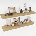 Acovy 48 Inch Floating Shelves, 12" Deep Floating Shelf Wall Mounted, 48" Wall Shelves, Rustic Deep Bookshelf, Extra Deeper & Thicker Display Shelves for Bedroom, Living Room, Oak, Set of 2 by Acovy