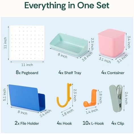 Wall Mounted Key Hooks Organizer with Pegboard Panel, 44"x22" Heavy Duty Pegboards with 2 Installation Methods, Hanging Wall Storage for Home, Garage & Office, White - Image 3