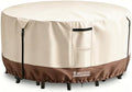 42 Inch Round Patio Table Cover, 600D Heavy Duty Waterproof Outdoor Furniture Cover — Fits Round Patio Table for Patio Furniture 42"Dia x 28"H, All Weather Protection, Beige by Wavecover