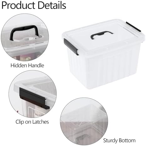 Clear Storage Latch Bin 12 Quart, Plastic Organizing Box, 6-Pack - Image 3