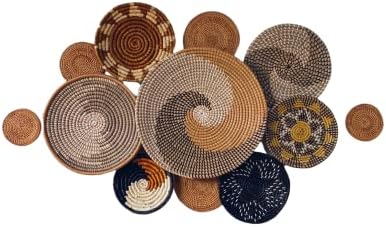 Woven Basket Wall Decor Set of 12, Decorative Wall Plates by ChumDecor
