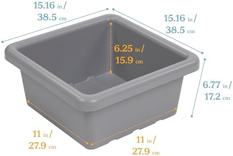 ECR4Kids Stackable Square Bins with Non-Snap Lids, Multipurpose Organization, Grey, 2-Pack - Image 2