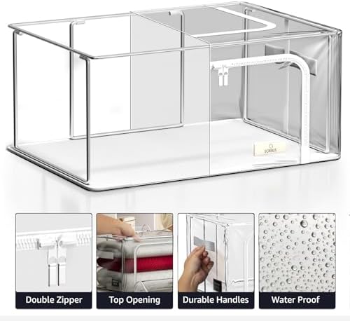 Sorbus Clear Foldable Storage Bins with Metal Frame (Small, 4 Pack) - Image 5