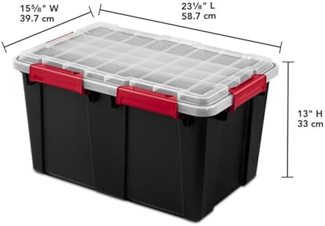 Sterilite 8 Pack Gasket Box, Stackable Plastic 13.5 Gallon Storage Container with Lids, Black - Waterproof and Dustproof Tote for Home Organization - Image 3