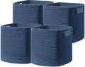 UBBCARE Set of 4 Storage Bins - 13 X 13 X 13 In, Cotton Rope Bins for Shelves, Toys, Books, Cube Storage with Handles, Woven Basket for Organizing, Navy Blue by UBBCARE
