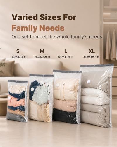 Vacbird Vacuum Seal Bags for Clothing, 20 Pack Vacuum Storage Bags with Rechargeable Cordless Air Pump(5J+5L+5M+5S), Space Saver Bags for Clothes Blanket Duvets Pillows Comforters Travel - Image 3
