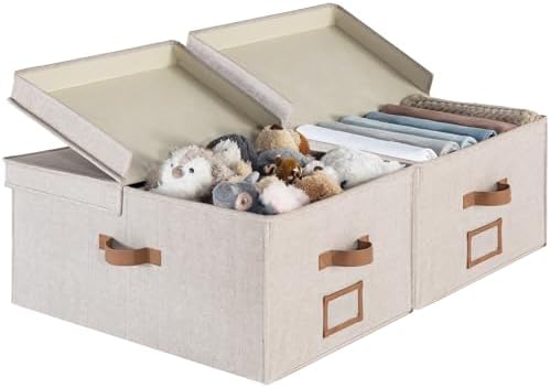 StorageWorks Large Decorative Storage Boxes with Lids, Light Brown by StorageWorks