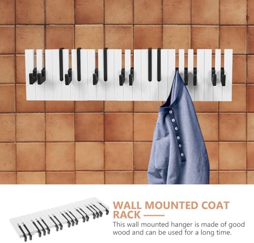 Vosarea Wall-mounted Coat Hook,Piano Shape Artistic Coat Rack Heavy Duty Wooden Entry Hanging Coat Hat Clothes Holding Rack 22.8inch - Image 2