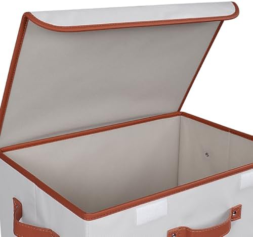 Univivi Fabric Storage Bins with Lid, Stackable Storage Box, Beige, 3 PCS - Image 4