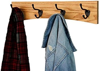 Oak Curved Back Wall Mounted Coat Rack - Bronze Hooks - Made in The USA (Golden Oak, 36" x 4.5" - 7 Hooks) - Image 3