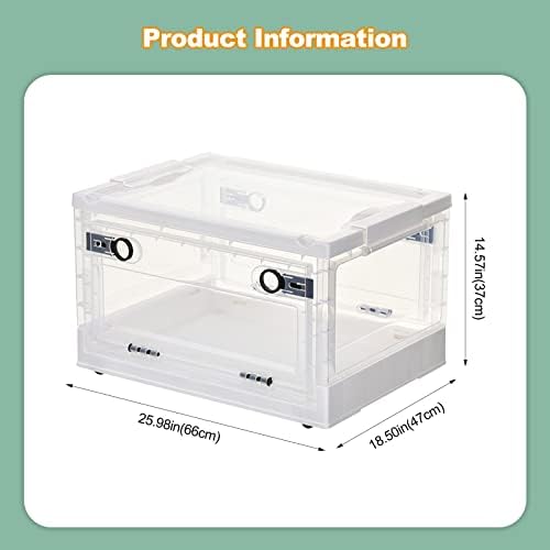 Ergocar Foldable Storage Boxes, Large Plastic Storage Boxes with Lid, Stackable Organiser, Wardrobe Storage Organiser, Grocery Storage, for Bedroom, Wardrobe, Office, Garage - Image 7