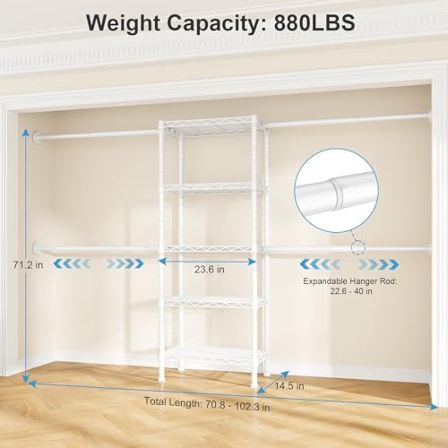 Ulif M2 Wall Mounted Closet System, White Clothes Rack Mount onto the Wall - Image 2