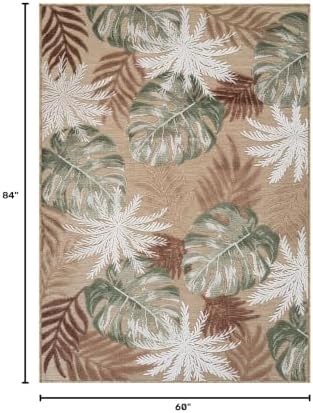 Luul Home Floral Indoor Outdoor Rugs 5x7 Large Area Rug for Living Room, Patio Decor, Kitchen, and Entryway Rug, Washable Stain Resistant Outside Carpet Beige 5 x 7 - Image 2